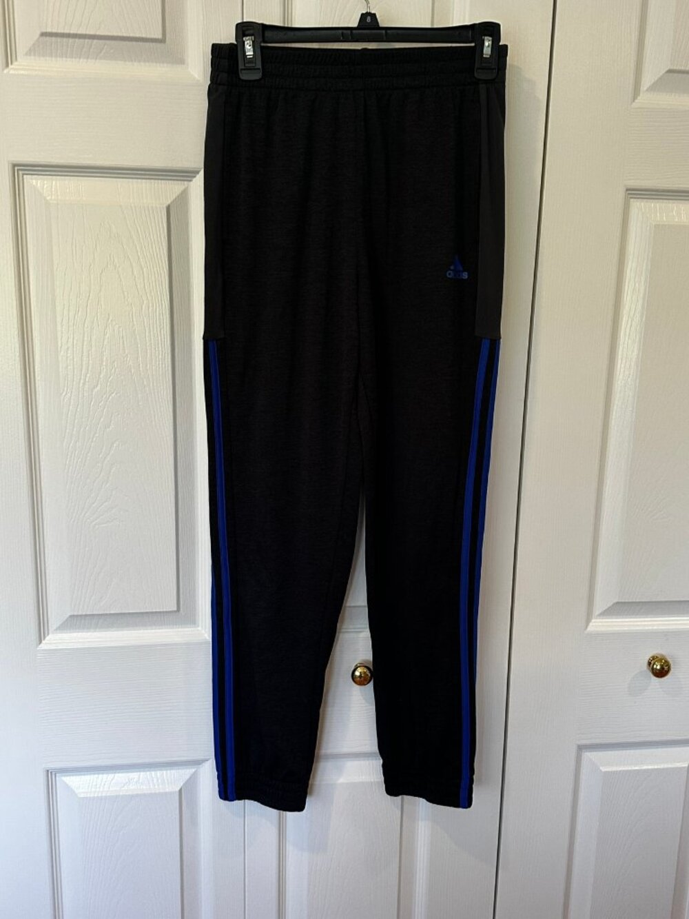 Adidas Boys XL Aeroready Jogger Track Pants Black Blue Athletic